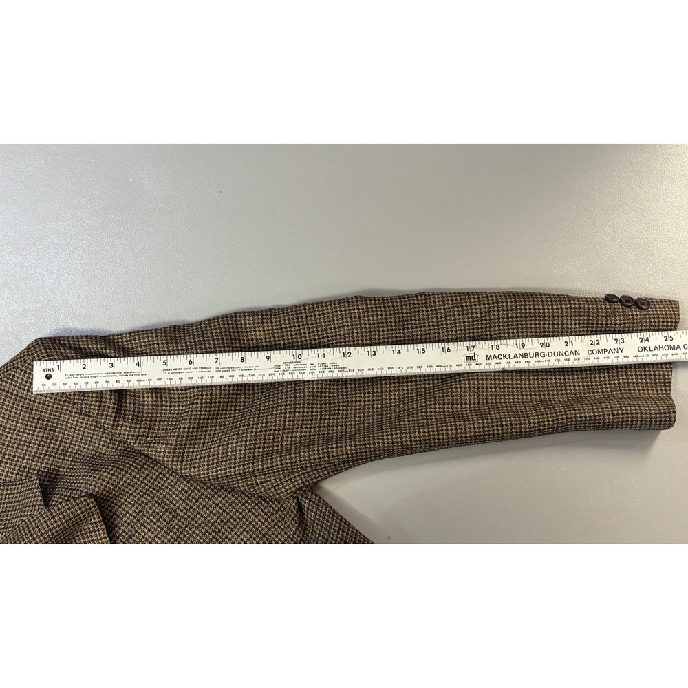 Yves Saint Laurent Blazer Jacket Mens Brown Houndstooth‎ Wool Blend Pockets - Picture 14 of 16
